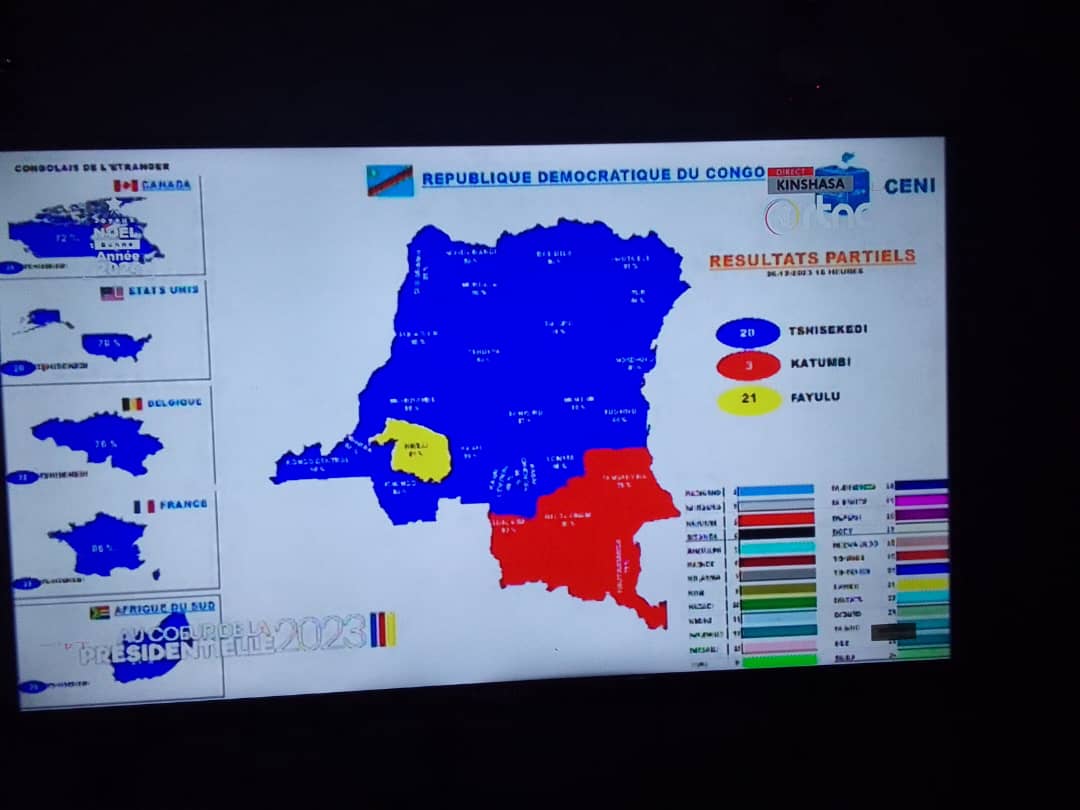 Présidentielle du 20 décembre, résultats partiels:  77, 35 % pour Tshisekedi au cinquième jour de publication (*)