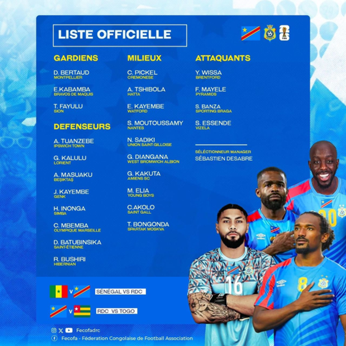 Éliminatoires Mondial 2026: les Léopards de la RDC bien arrivés à Dakar*